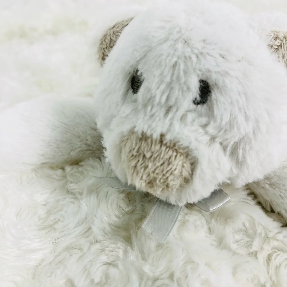 Blankets & Beyond White Teddy Bear Pacifier Holder Lovey Security Blanket Swirl